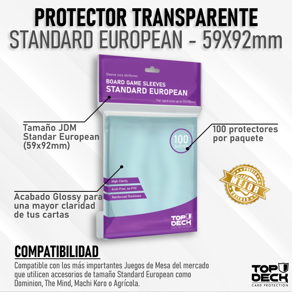 MITOS Y LEYENDAS - Protectores Juego de Mesa  TOPDECK Standard European 59x92mm