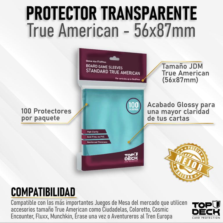Accesorio - Protectores Juego de Mesa TOPDECK True American 56x87mm