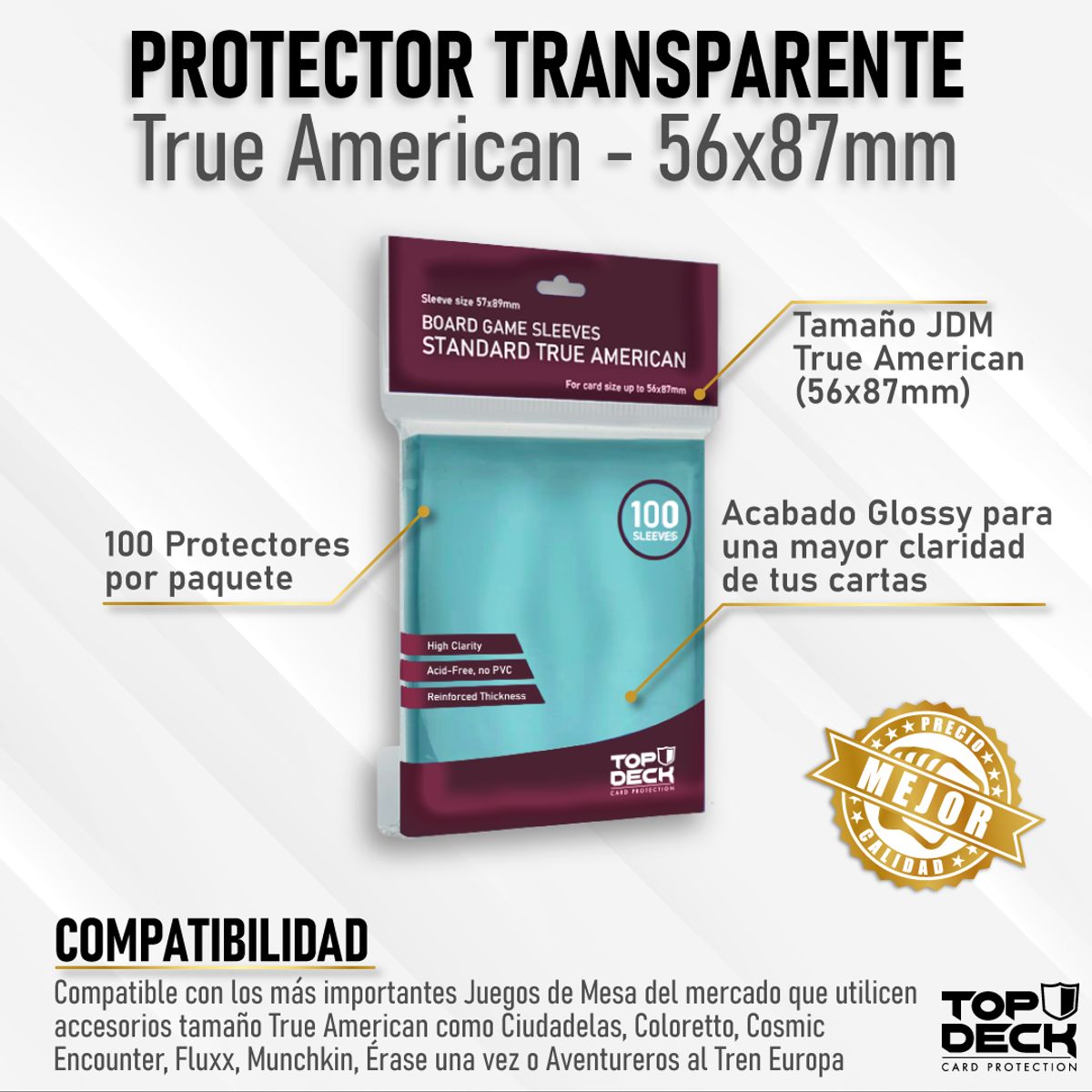 MITOS Y LEYENDAS - Protectores Juego de Mesa  TOPDECK True American 56x87mm