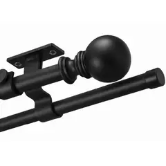 CASATUA - Barra Cortina Doble Extensible 80 a 210 cm Con Soportes - Negro - 80 a 210 cm