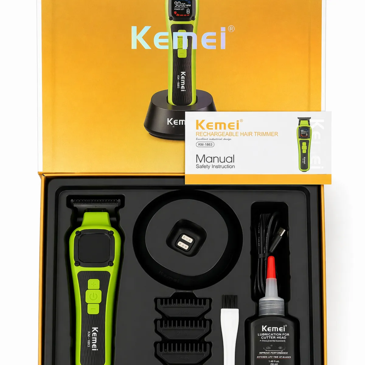 GENERICO - Máquina Trimmer Profesional Kemei 1863 Verde
