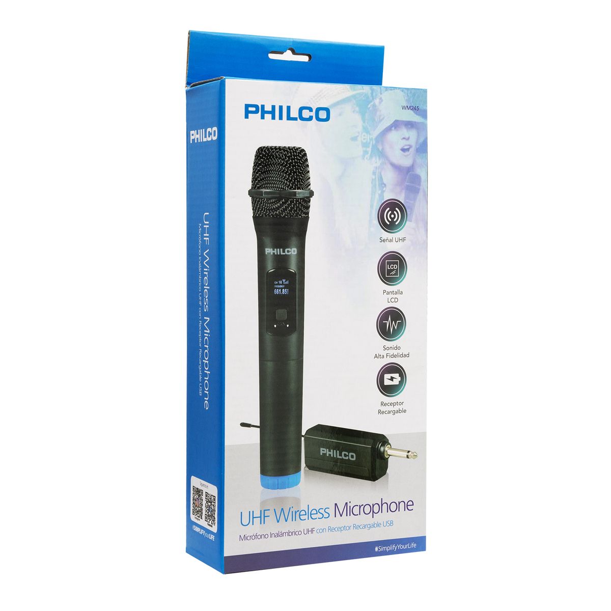 PHILCO - Micrófono Inalámbrico Profesional de Mano WM245