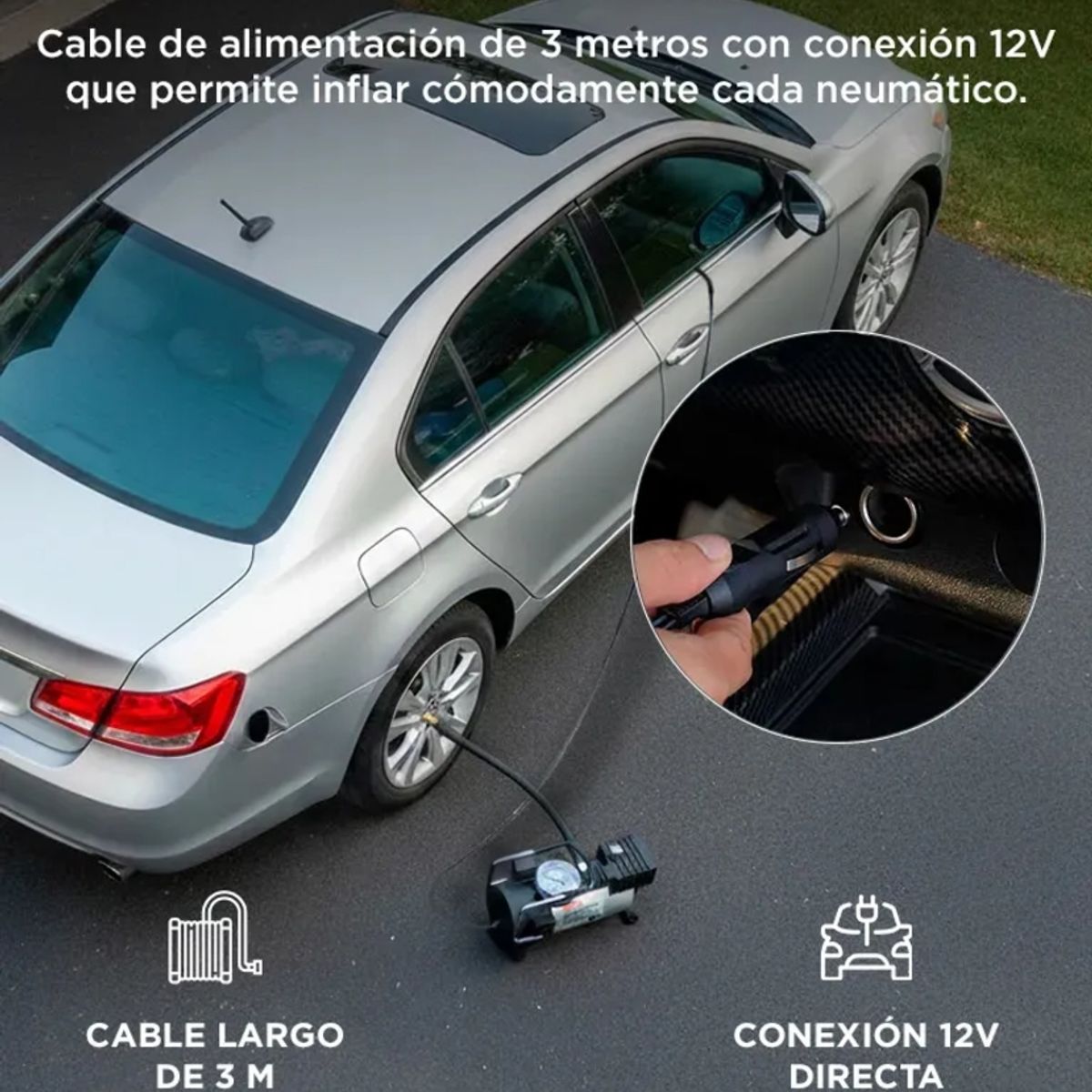 IRM - Compresor Aire 12v Para Auto Camioneta Suv Inflador Portatil Con Accesorios Calidad FIGOIMPORT