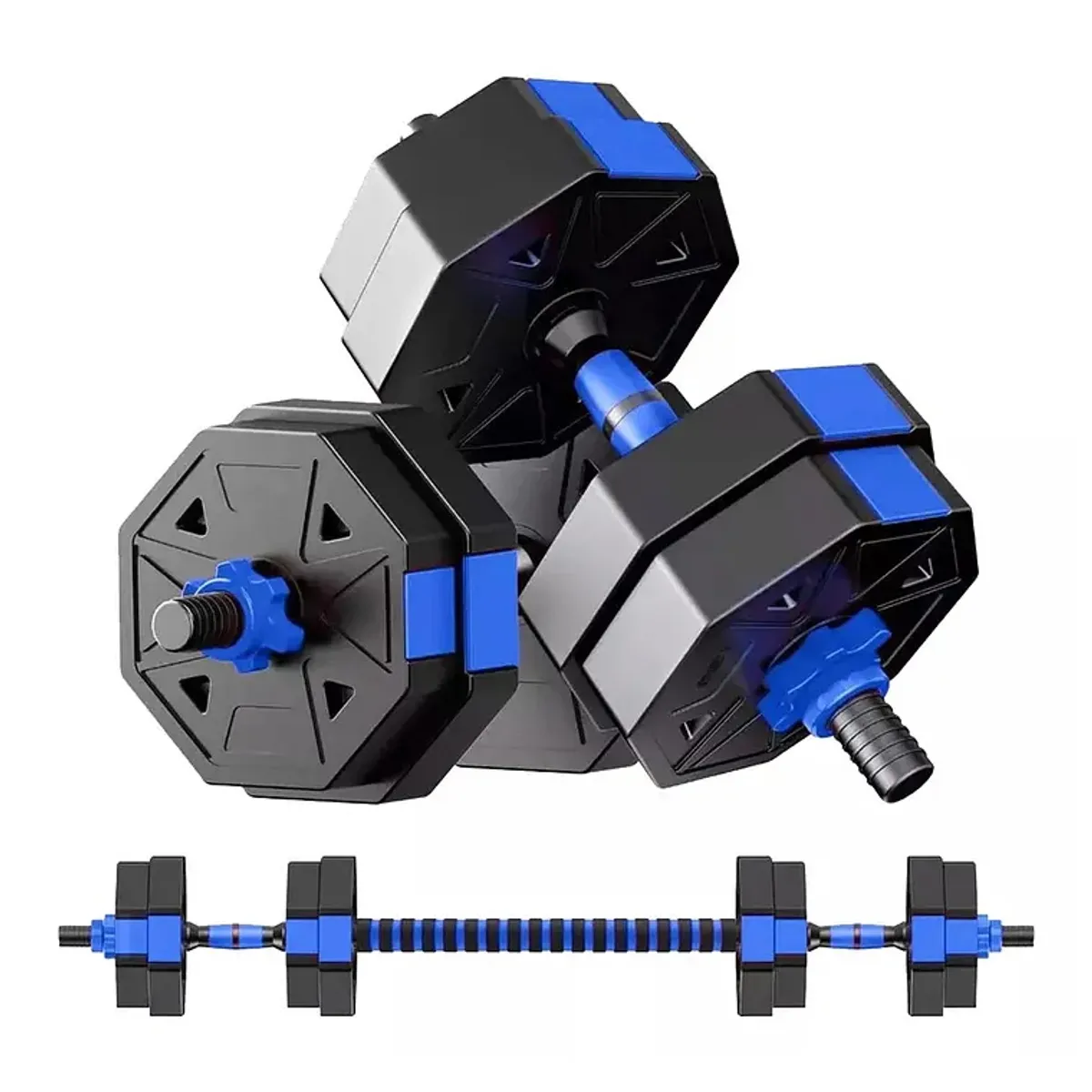 GENERICO - Set Mancuernas y Barra Armable 20kg Pesas Ajustables Fitness