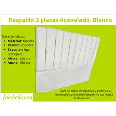 GENERICO - Respaldo premium 2 plazas Acanalado, blanco