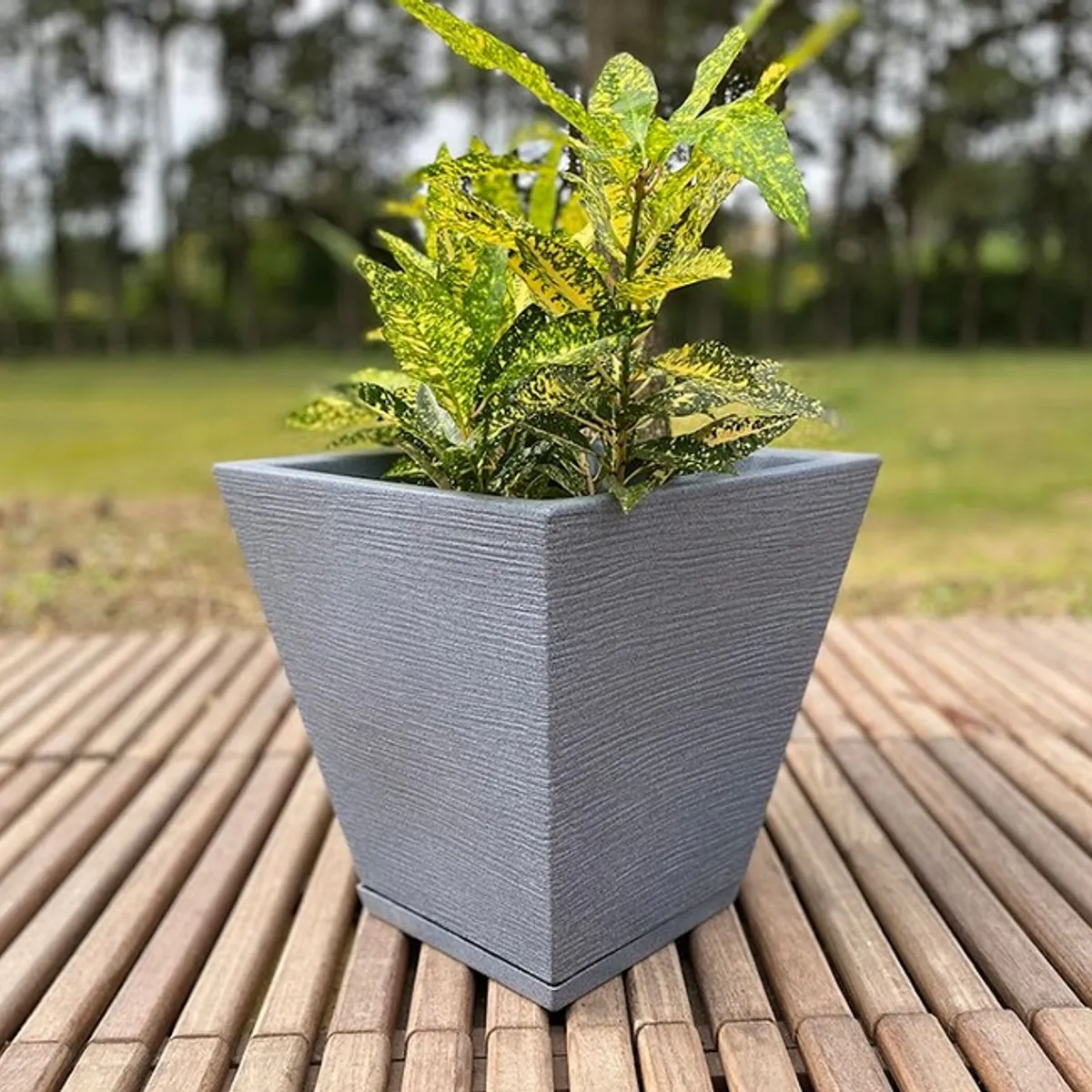 FLORIDIS - MACETERO FLORIDIS GRAFITO ZURIQUE 34CM ALTO CON PLATO
