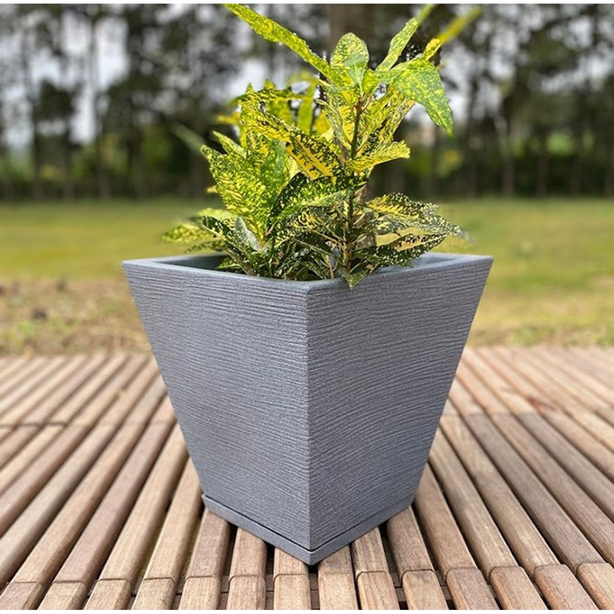 FLORIDIS - MACETERO FLORIDIS GRAFITO ZURIQUE 34CM ALTO CON PLATO