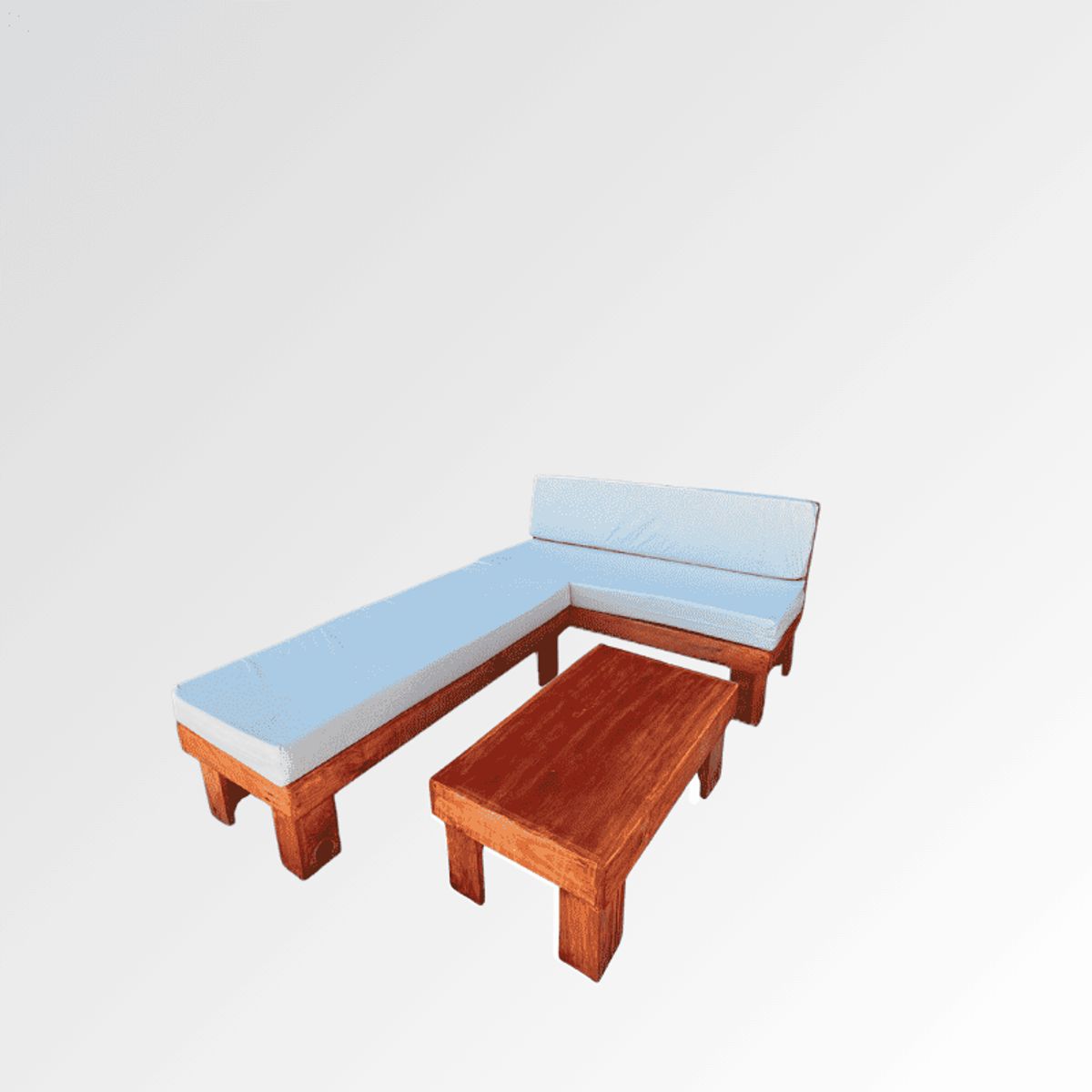 GENERICO - Set Living Juego de Terraza Madera Seccional en L con Mesa de Centro