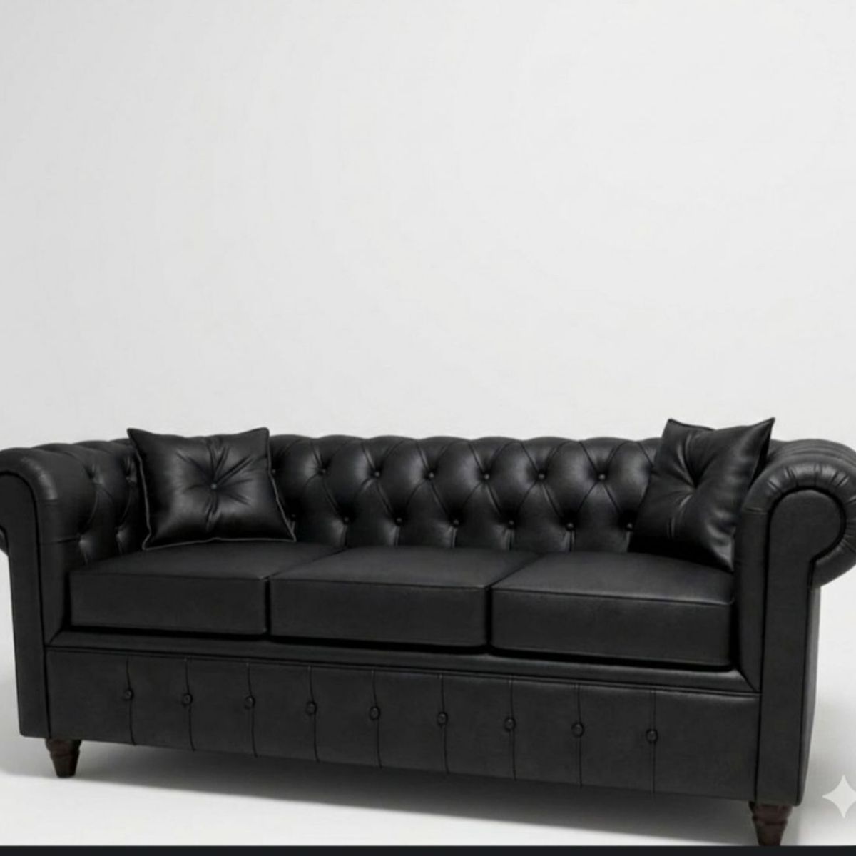 GENERICO - Sofá 3 Cuerpos New Capitone ecocuero pu negro