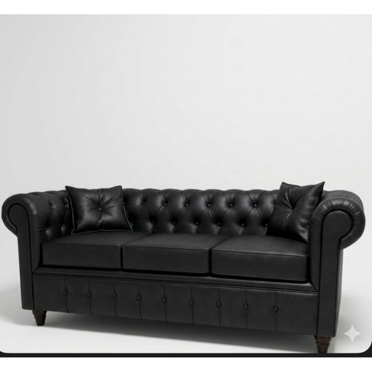 GENERICO - Sofá 3 Cuerpos New Capitone ecocuero pu negro