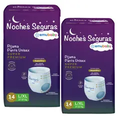 EMUBABY - Pack 2 Pañales Noches Seguras Pants L/xl 14 Unid