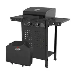AMERICAN GRILL - Set Parrilla Gas 2 Quemadores Vermont Black + Funda XXS