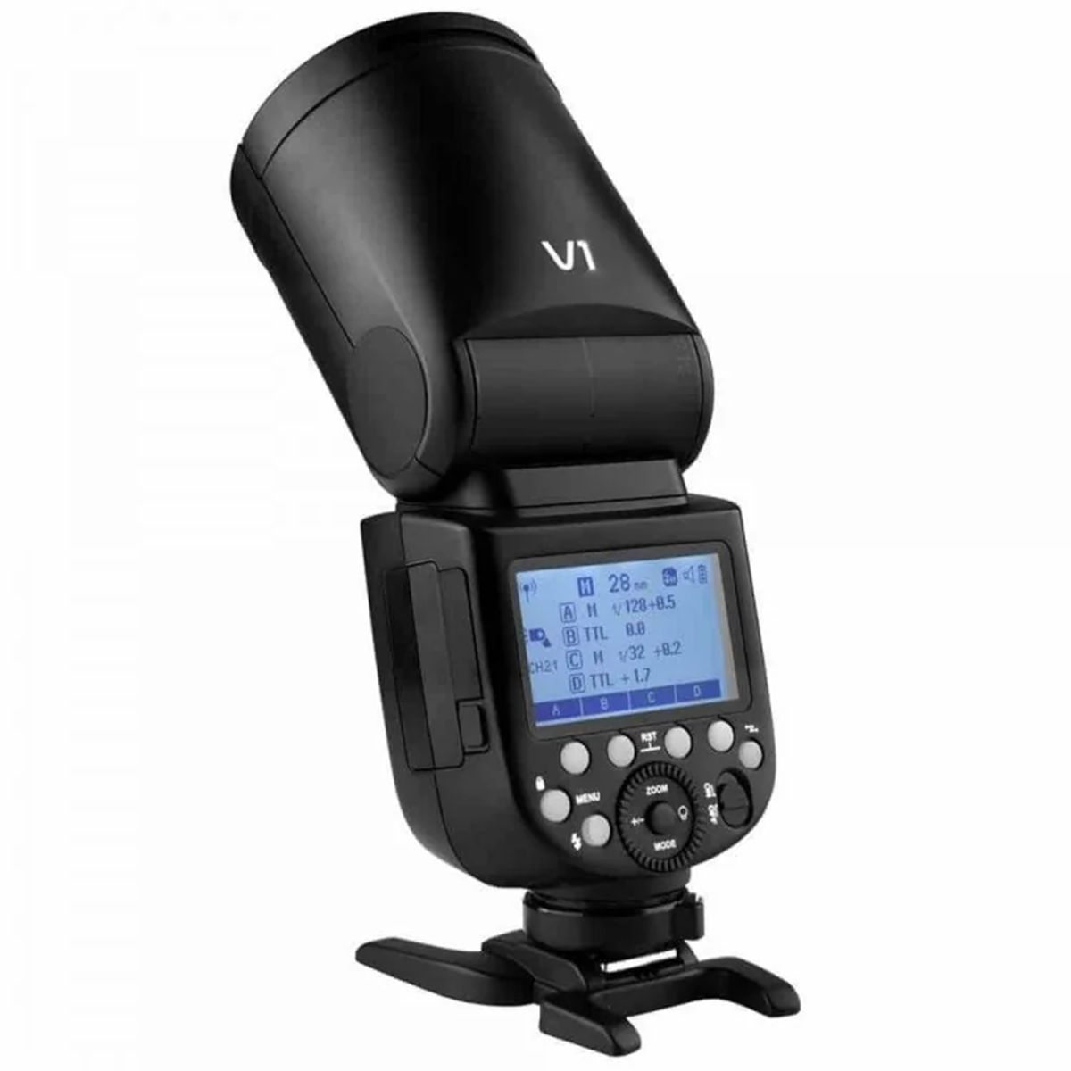 GODOX - Flash Godox V1 Nikon Ttl Hss Cabezal Redondo Con Batería Recargable Y Luz Modelado