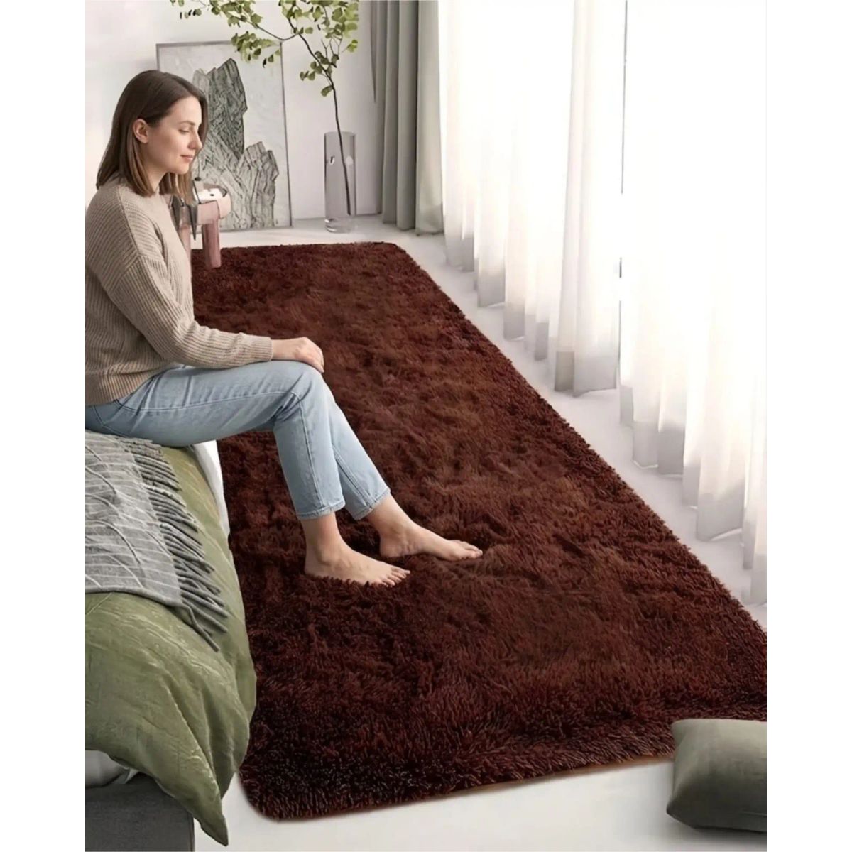 GENERICO - Set de 2 Alfombra Pasillera pelo suave largo 70x150 cm