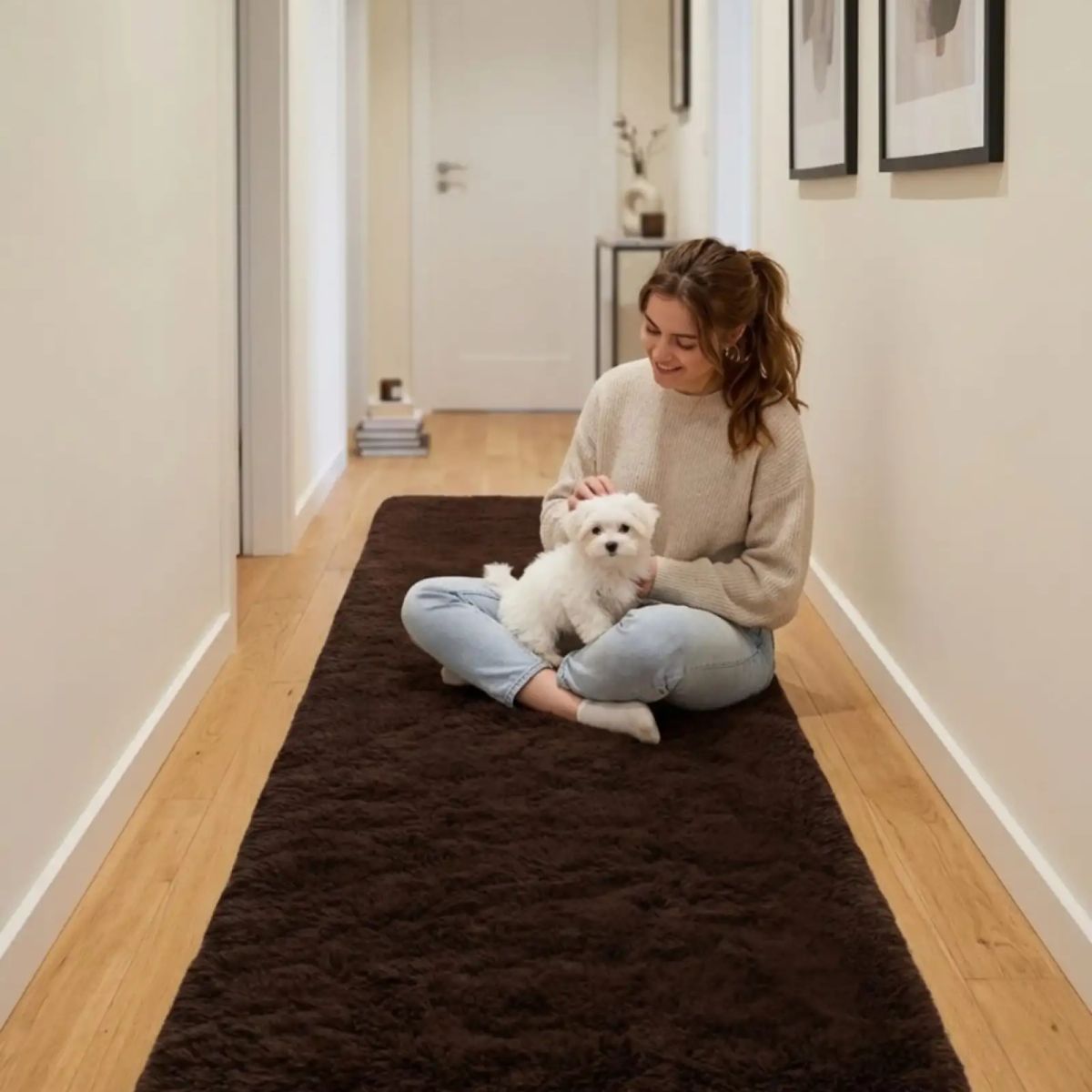 GENERICO - Set de 2 Alfombra Pasillera pelo suave largo 70x150 cm