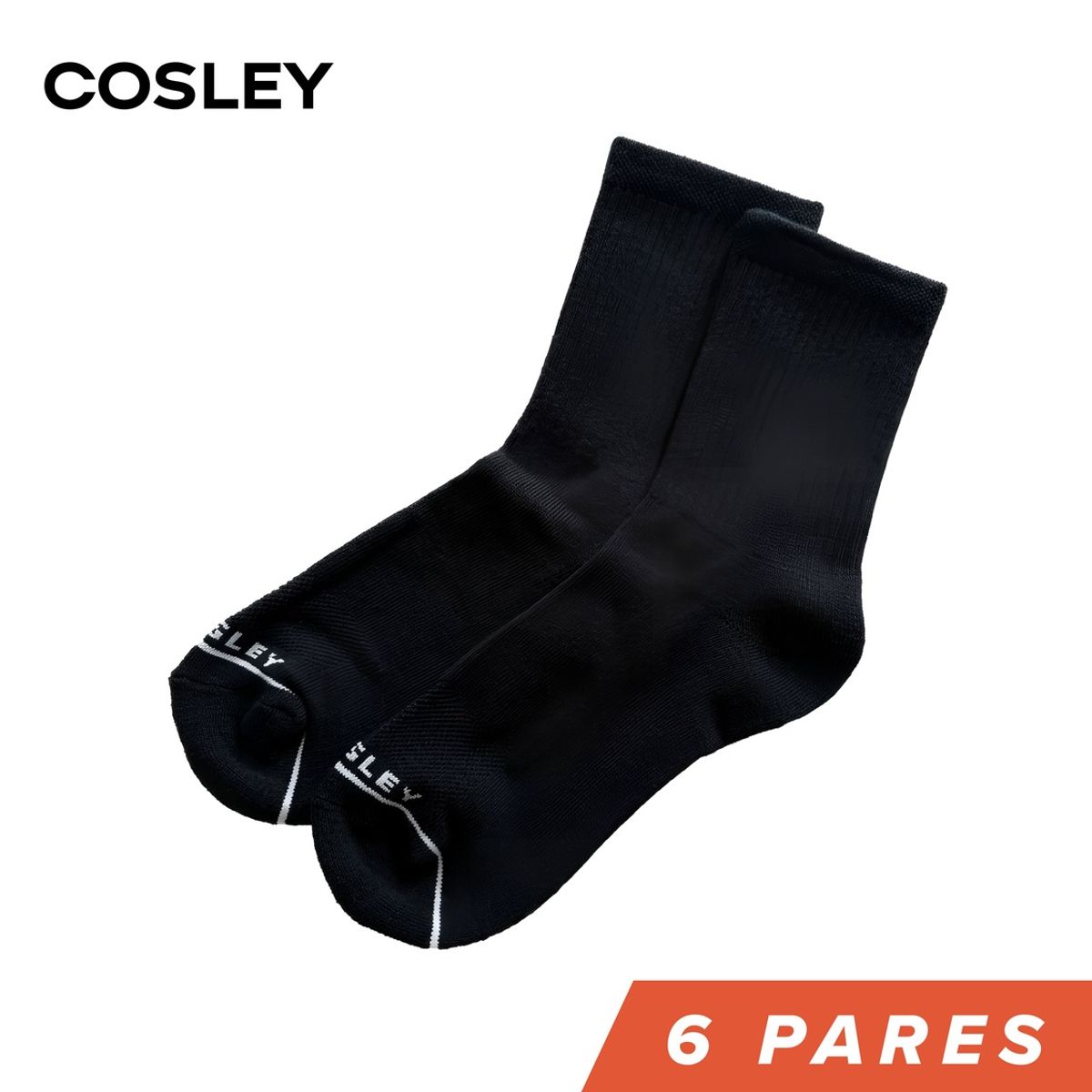 COSLEY - Calcetines Hombre Cushion Crew Black Cosley Pack 6 Kiosclub