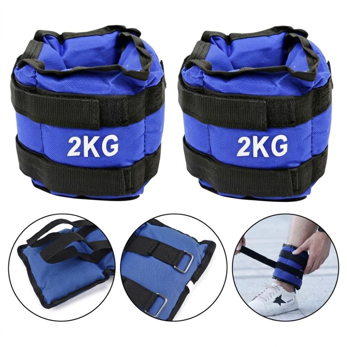 GENERICO - Pesas tobilleras muñecas ajustables 2kg Fitness Ejercicio