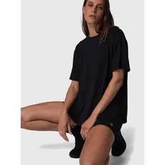 BSOUL - Polera Manga Corta Mujer T Shirt Mila Rec Negro