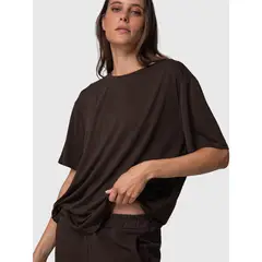BSOUL - Polera Manga Corta Mujer T Shirt Mila Rec Café