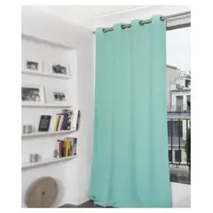 ALMA & DECO - Set Cortinas Semi Blackout Argollas 140x230 Cm 2 Paños Turquesa