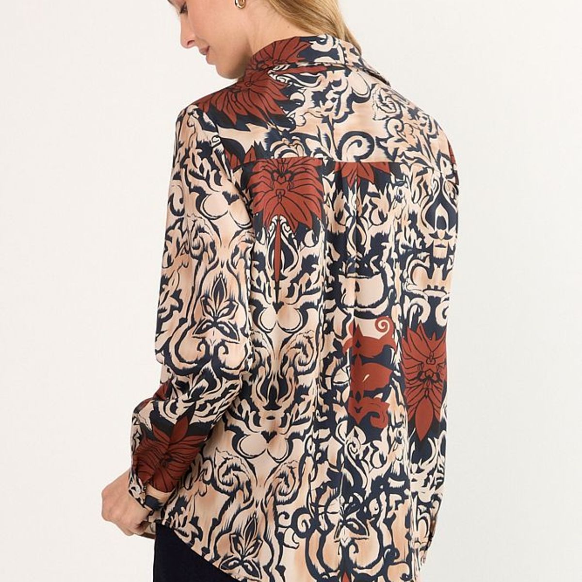 MA GRIFFE - Blusa Fantasia Mujer Café Magriffe