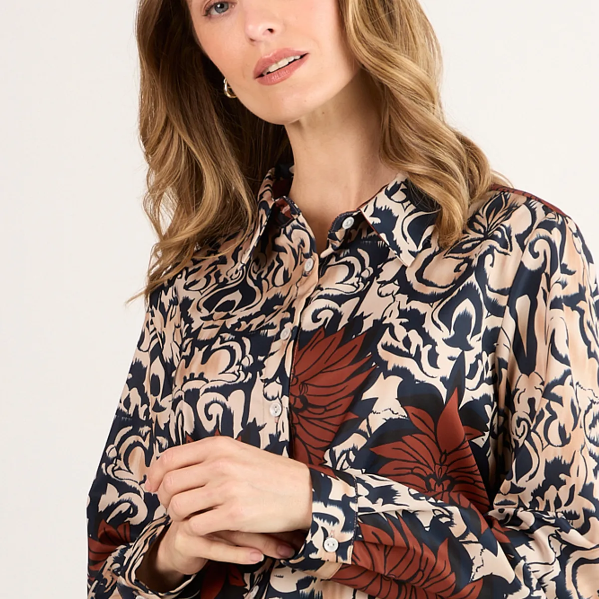 MA GRIFFE - Blusa Fantasia Mujer Café Magriffe