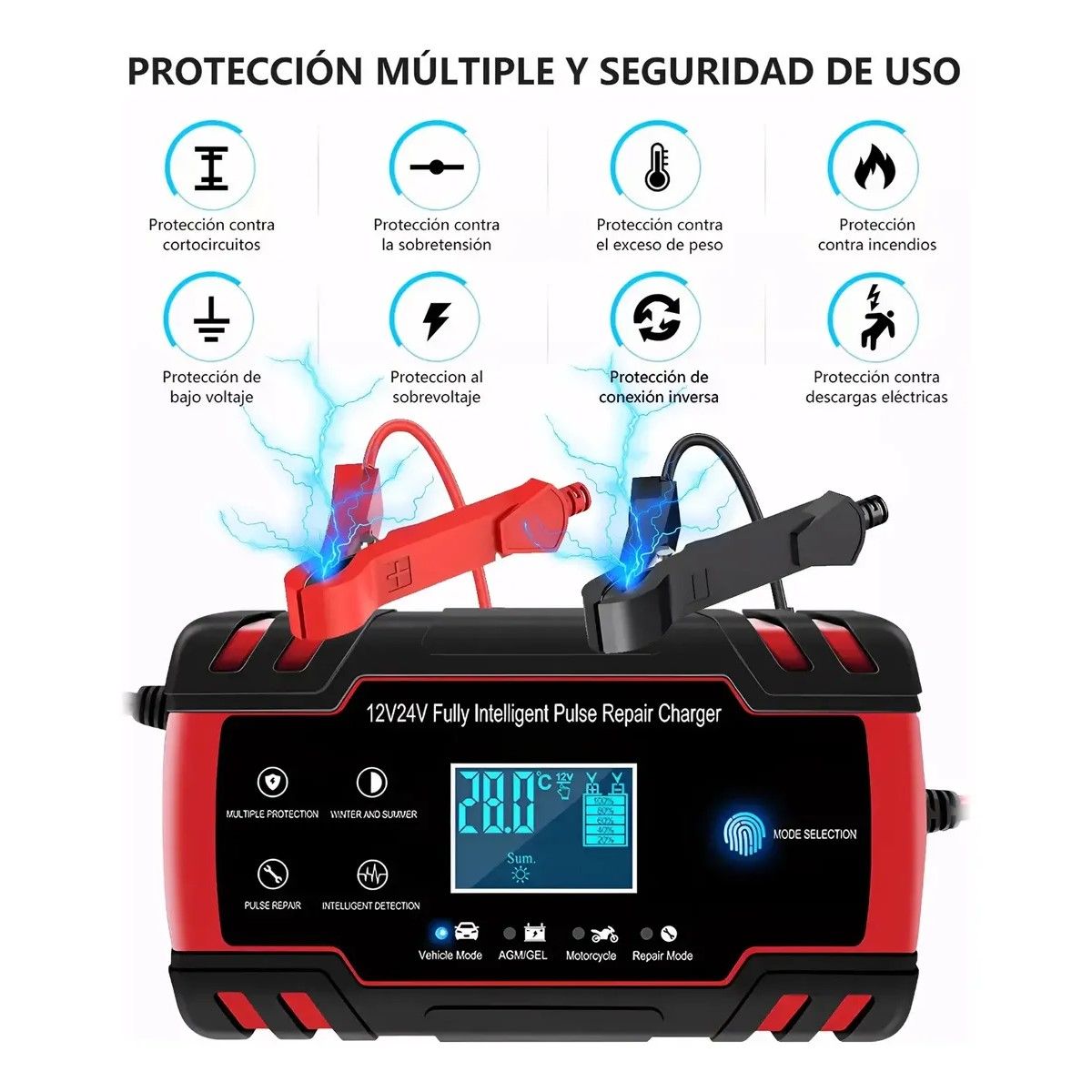 GENERICO - Cargador De Batería Inteligente Y Rápido 12v 8a 24v BELUG