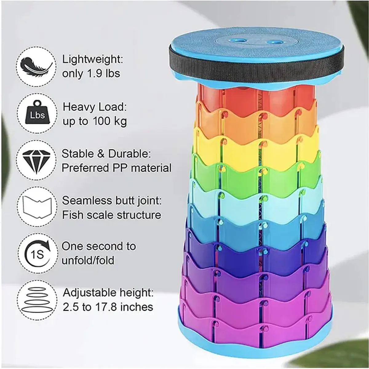 GENERICO - Taburete Plegable Portátil de Plástico Retráctil Silla Multicolor