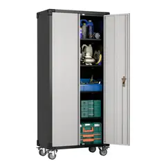 IGPRO - Estante Armario Multifuncional Herramientas con Ruedas Gris