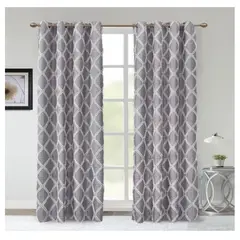 ALMA & DECO - Set Cortinas Flequillos 140x230 Cm 2 Paños Gris Plata