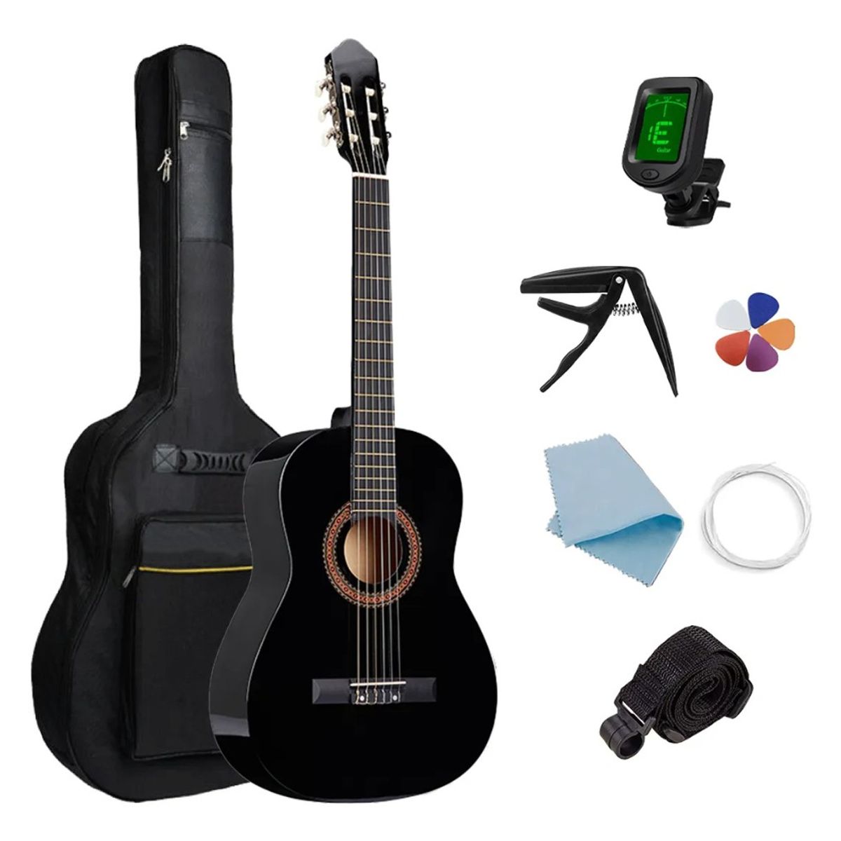GENERICO - Guitarra Acústica Clásica 39 Pulgadas De Madera + Funda