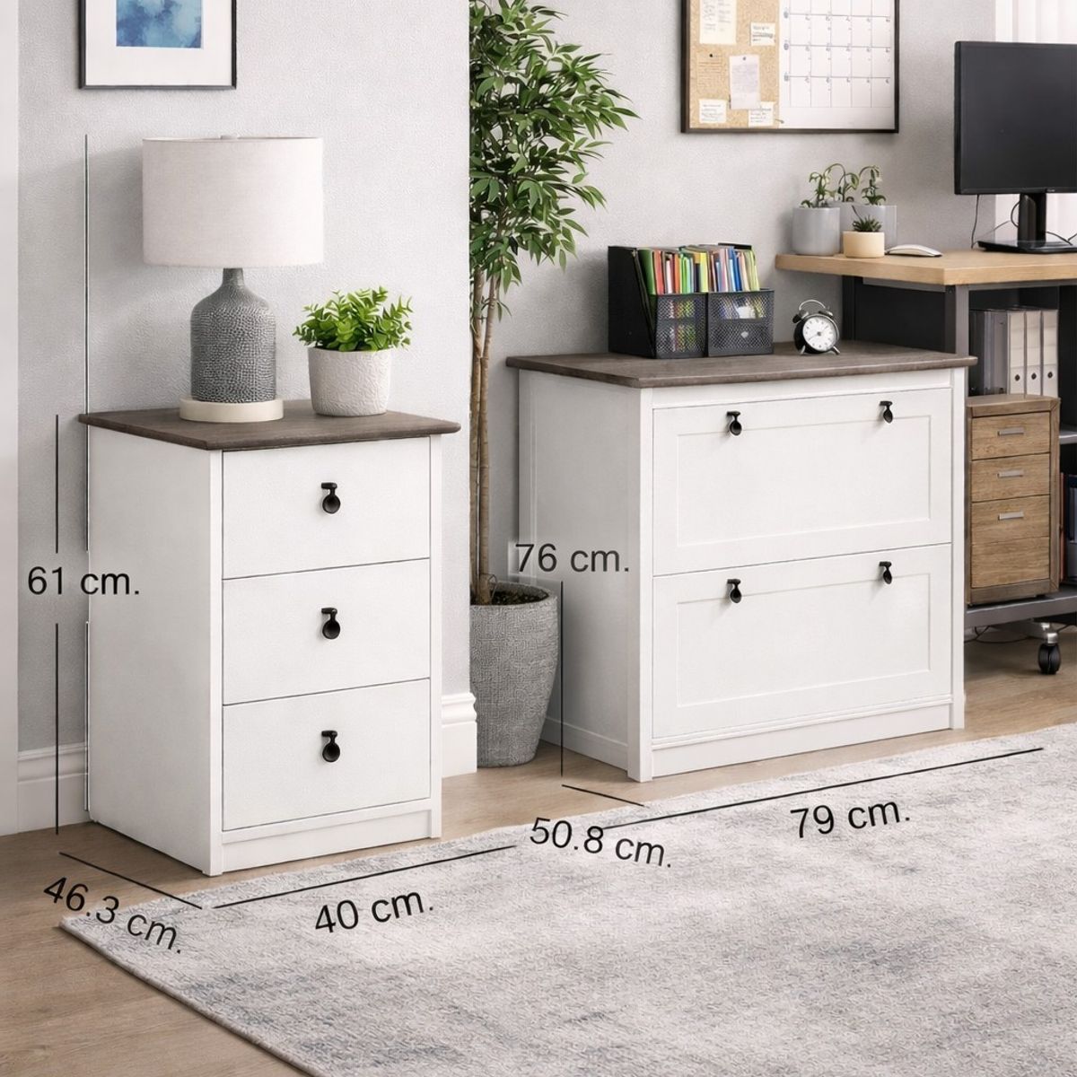 MSA MUEBLES SANTA ANA - Kardex 3 Cajones + Kardex 2 cajones White Gray OAK