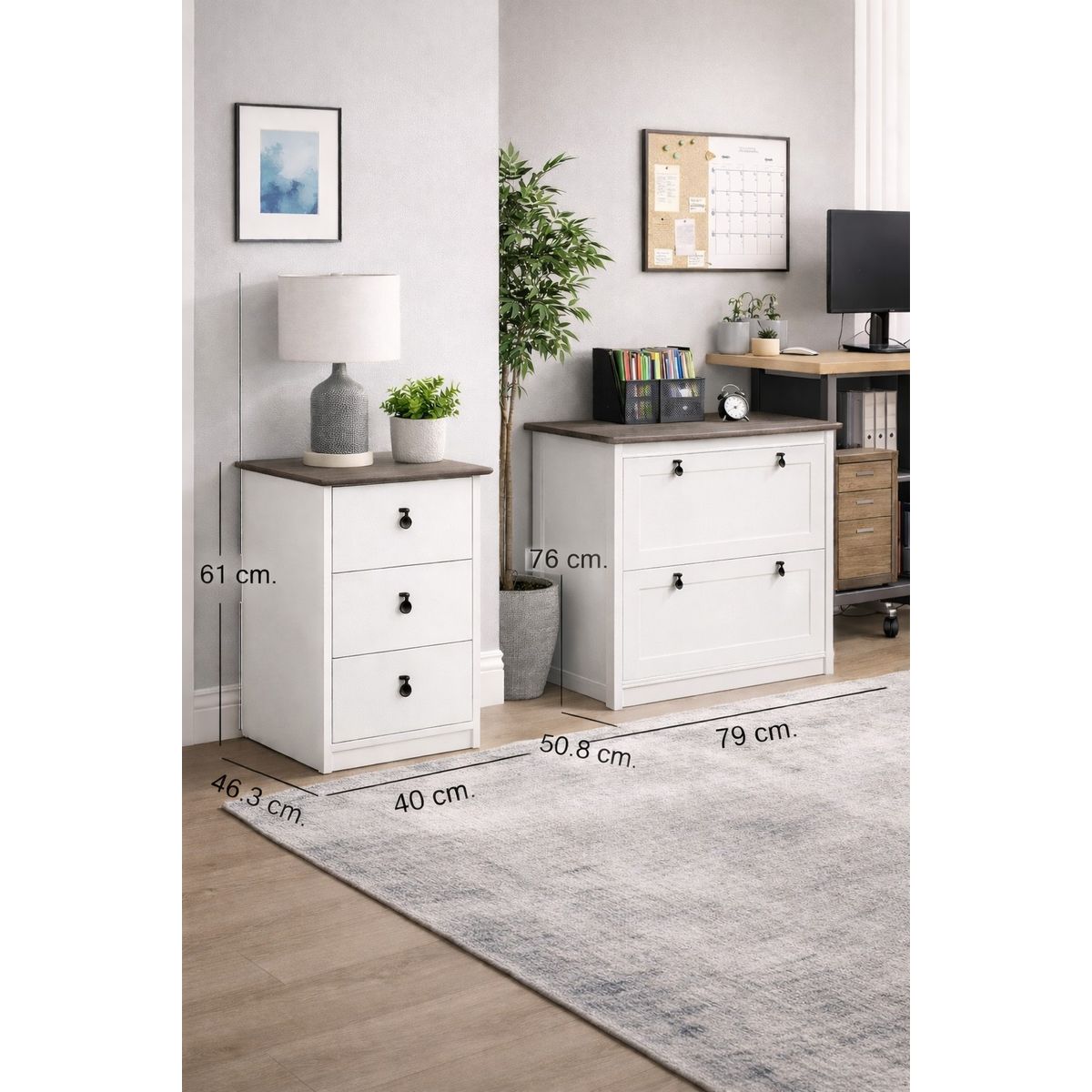 MSA MUEBLES SANTA ANA - Kardex 3 Cajones + Kardex 2 cajones White Gray OAK