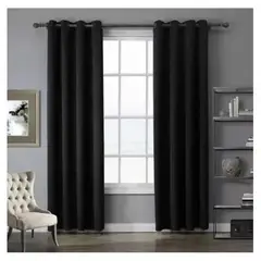 ALMA & DECO - Set X 2 Cortinas Premium Negras Blackout 140x230 cm.