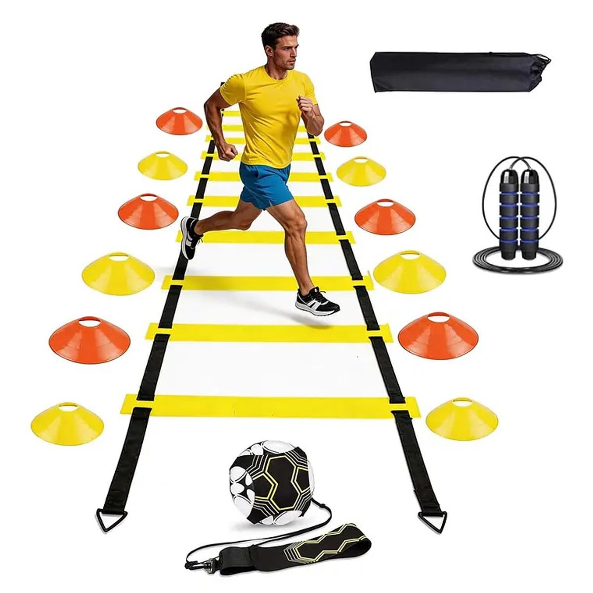 GENERICO - Kit Entrenamiento Agilidad Futbol Escalera Conos Cuerda