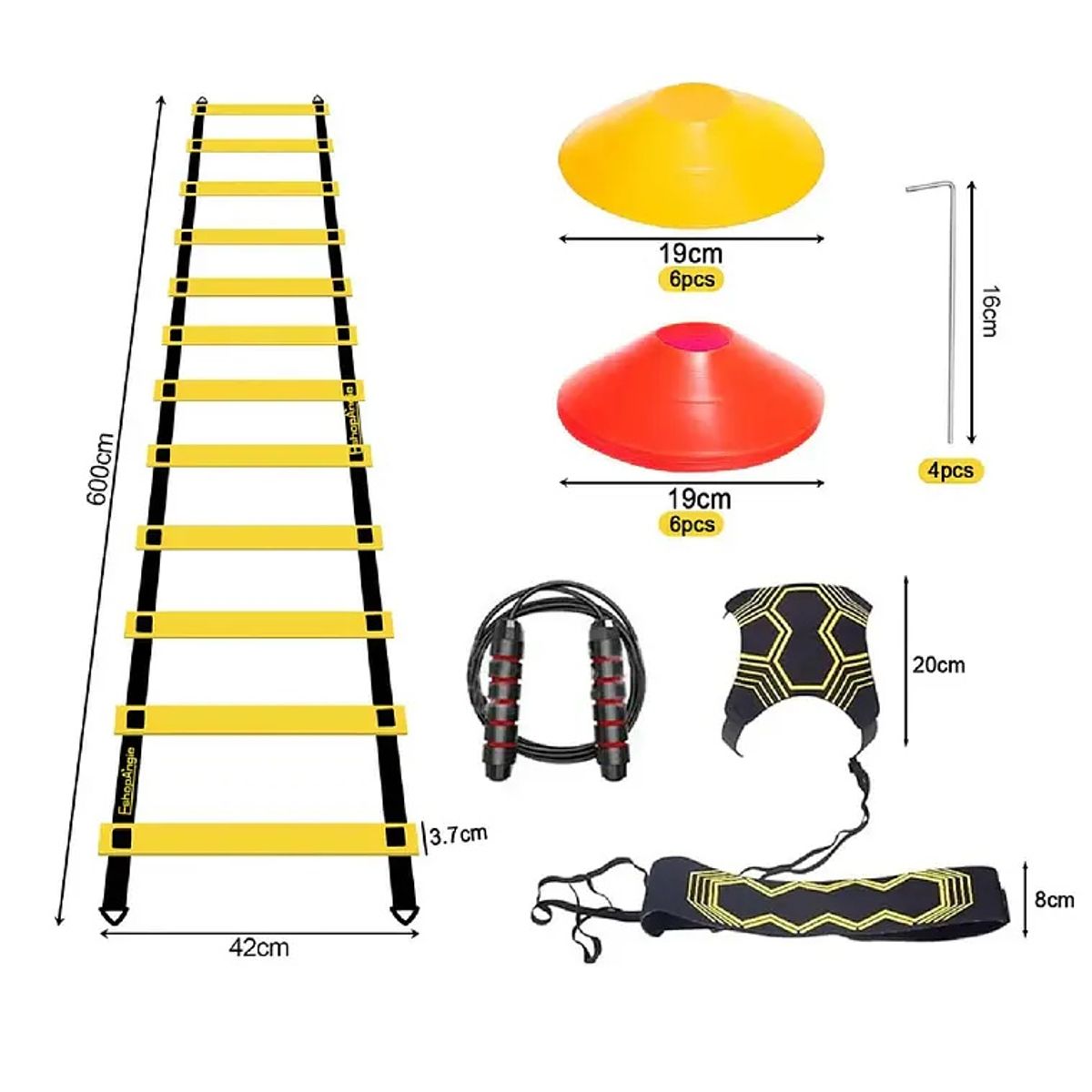GENERICO - Kit Entrenamiento Agilidad Futbol Escalera Conos Cuerda