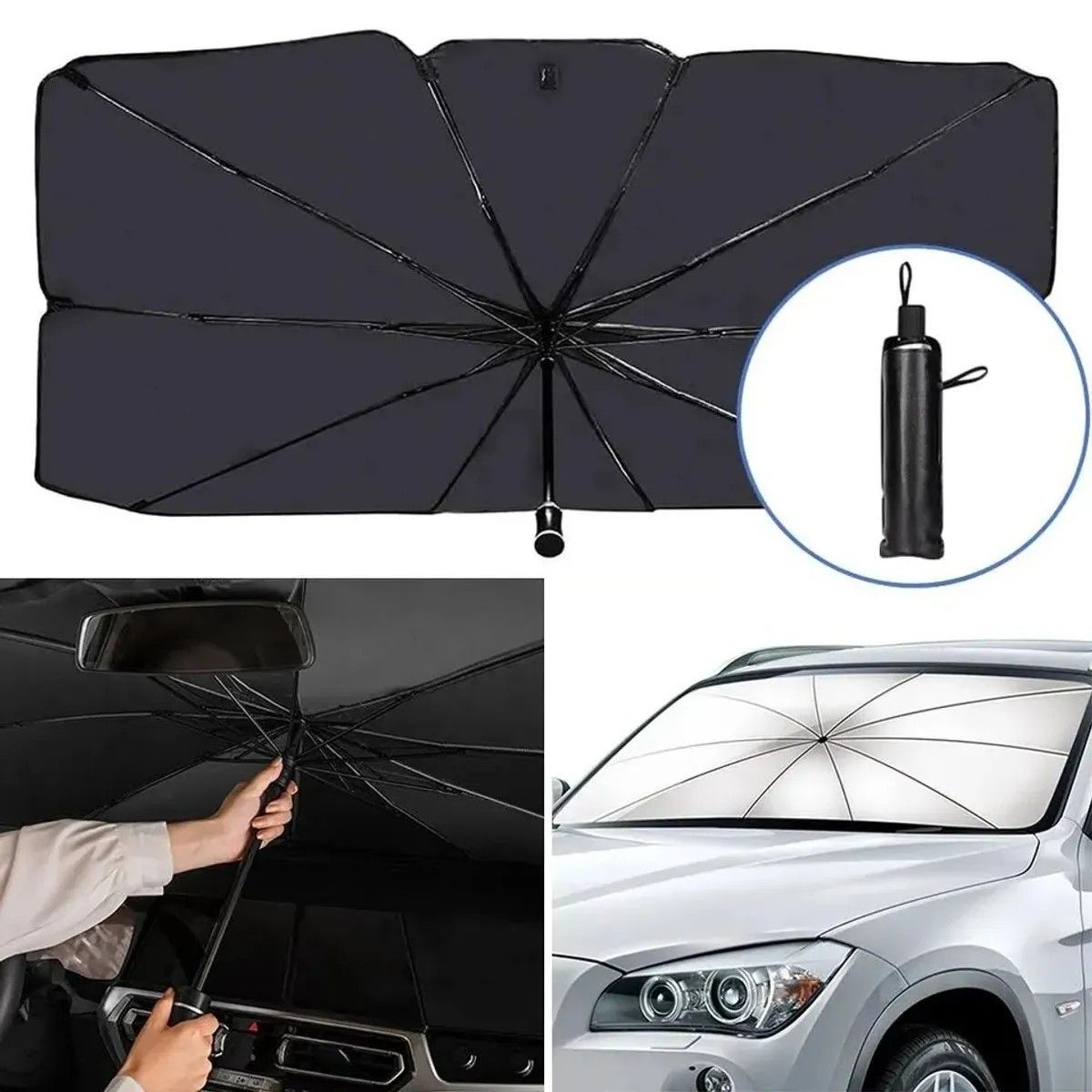 MOVI - Parasol Retráctil para Parabrisas de Auto  Protector Solar y Aislante Térmico