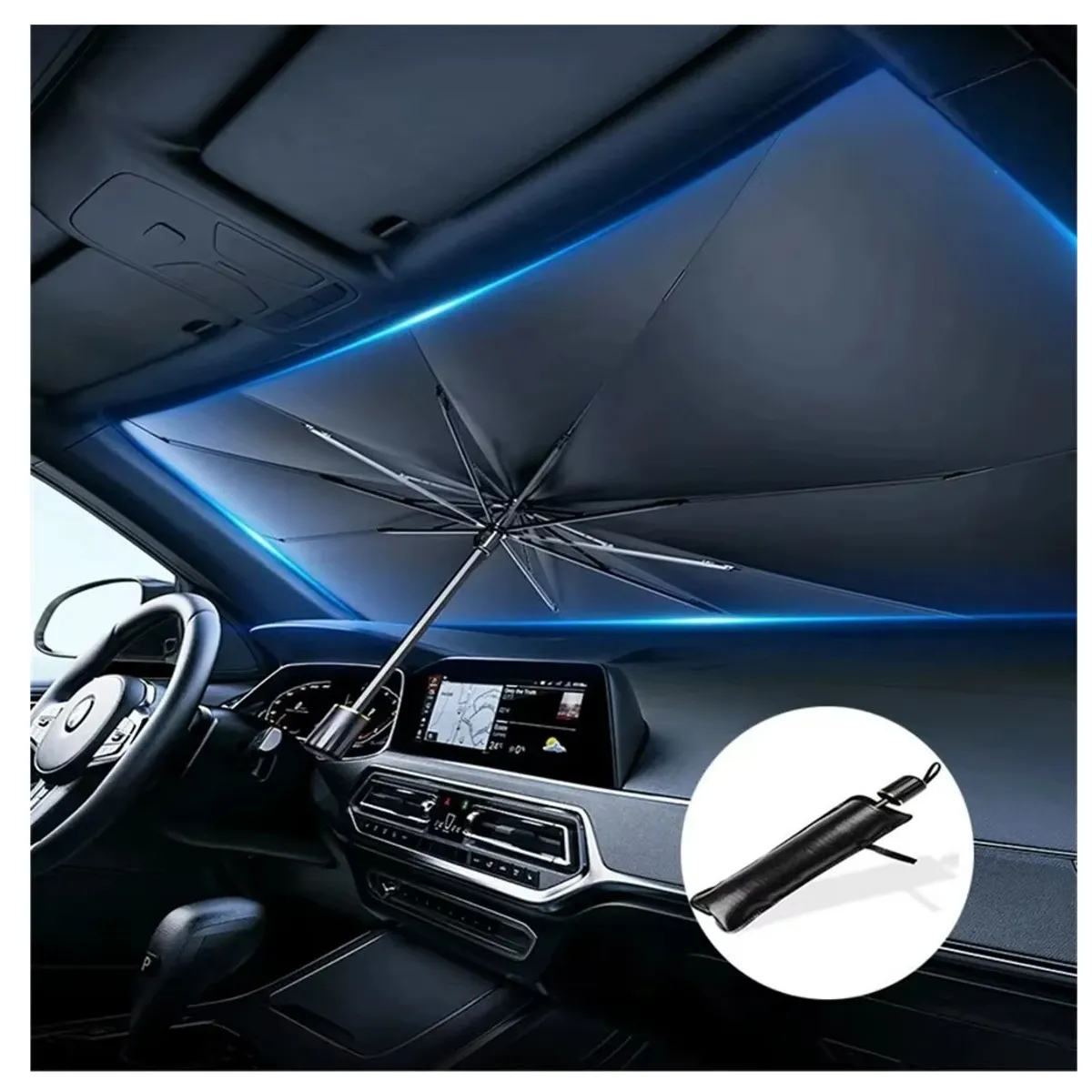 MOVI - Parasol Retráctil para Parabrisas de Auto  Protector Solar y Aislante Térmico