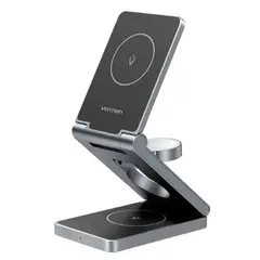 VENTION - Cargador Inalámbrico 3 En 1 De 15 W Con Magsafe Gris