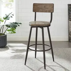 MSA MUEBLES SANTA ANA - Taburete Walnut C/ Respaldo 2 UNIDADES