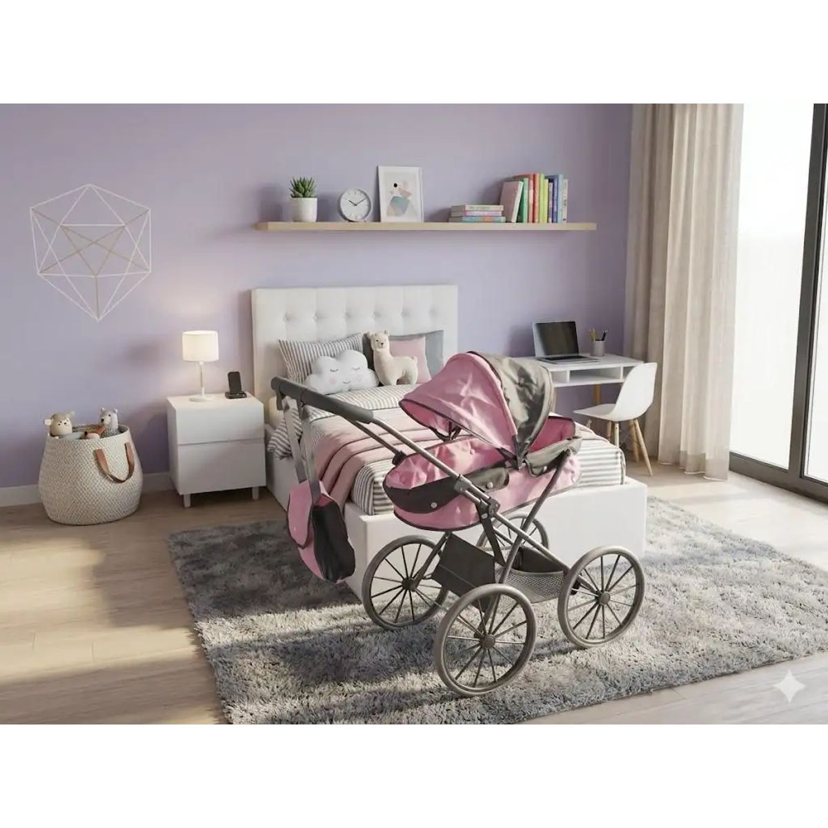 GENERICO - Coche de Paseo para Muñecas hasta 48 cm + Bolso