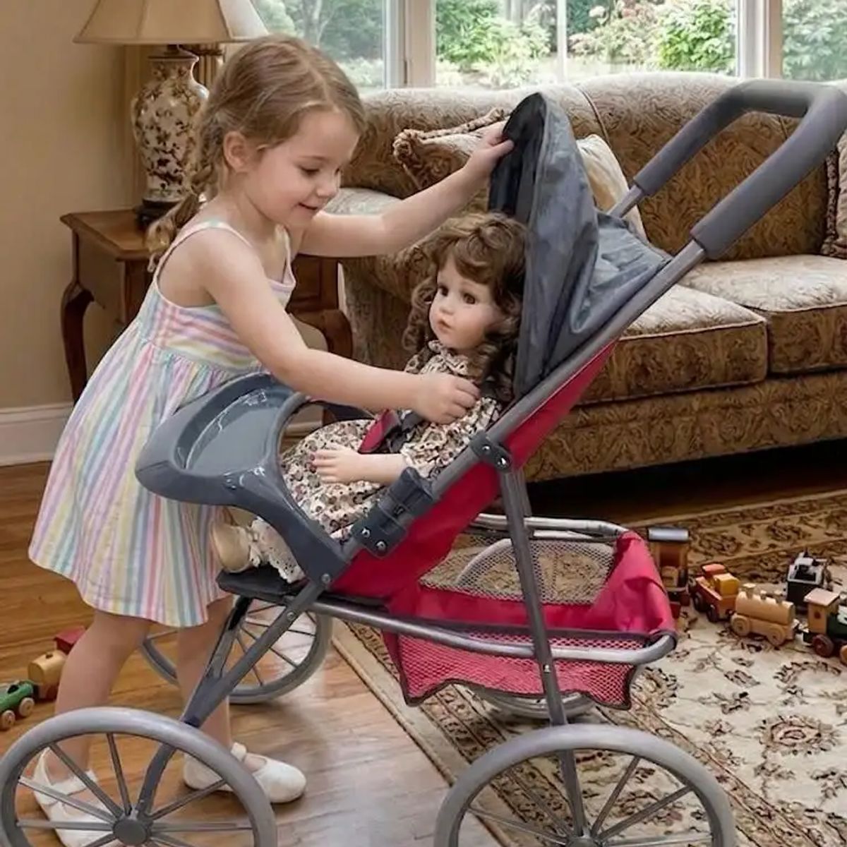GENERICO - Coche de Paseo para Muñecas hasta 48 cm Modelo Infantil
