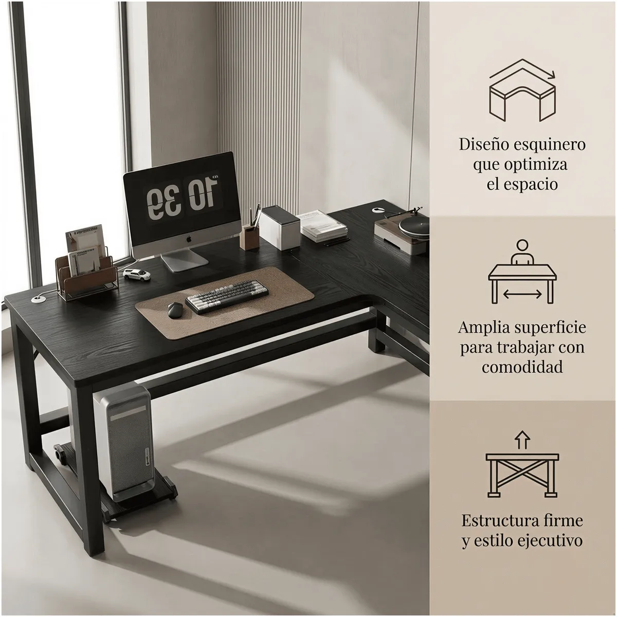 HOMER DESIGN - Escritorio Esquinero Forma L Base Metal Oficina 140x60x75cm XLB00704TP