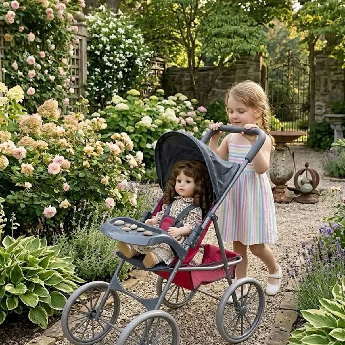 GENERICO - Coche de Paseo para Muñecas hasta 48 cm Modelo Infantil
