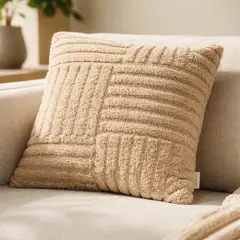GENERICO - Cojín Con Relleno 45x45cm Con Relieve Suave Marron claro Para Sofas Geométrico