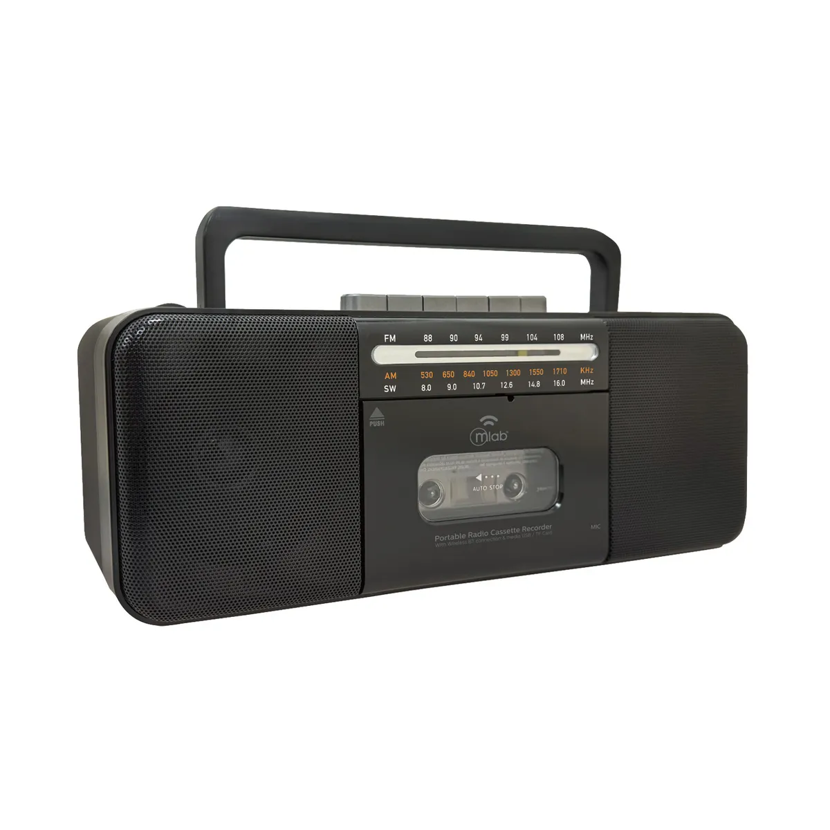 MLAB - RADIO PORTATIL RETRO CASSETTE 1980’S 3BANDA BT RECARGABLE USB CF·28 09574