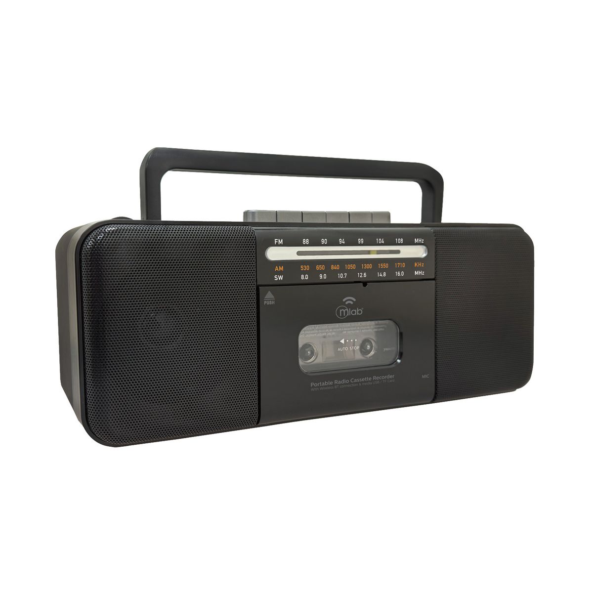 MLAB - RADIO PORTATIL RETRO CASSETTE 1980’S 3BANDA BT RECARGABLE USB CF·28 09574