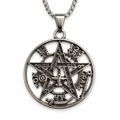 TODOJOYAS - Collar Tetragrammaton Pentágono 35mm Cadena 60cm Acero