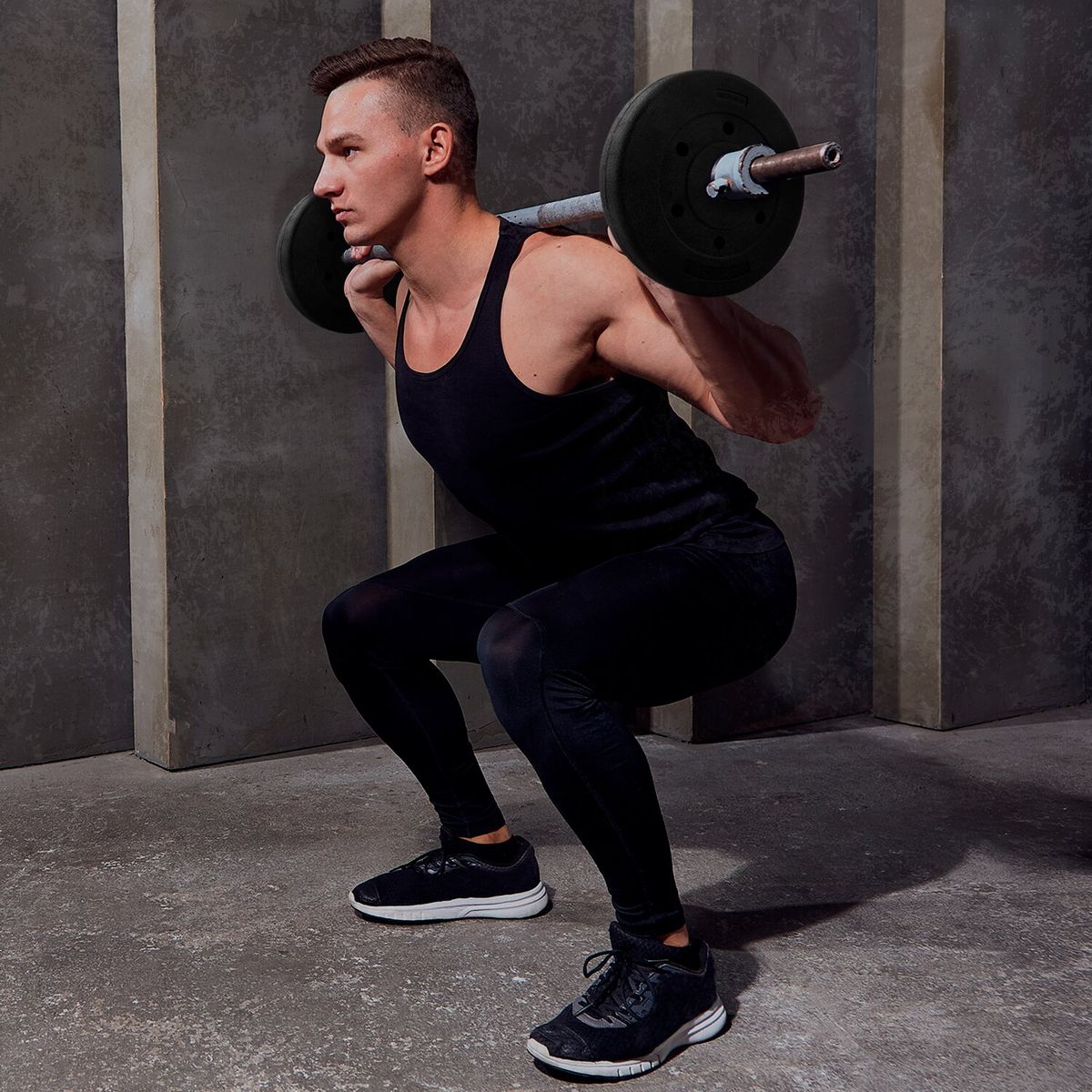 ATLETIS - Disco de Cemento 5 Kg para Barra PVC Negro