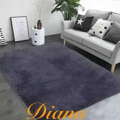 DIANA - ALFOMBRA PELUDA TIPO SHAGGY DE 150CM X 150CM COLOR GRIS LISO